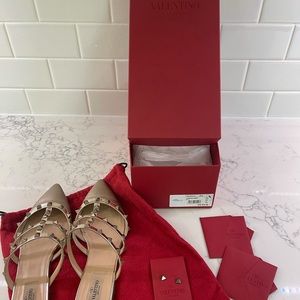 Rockstud Flat Metallic Leather Mules